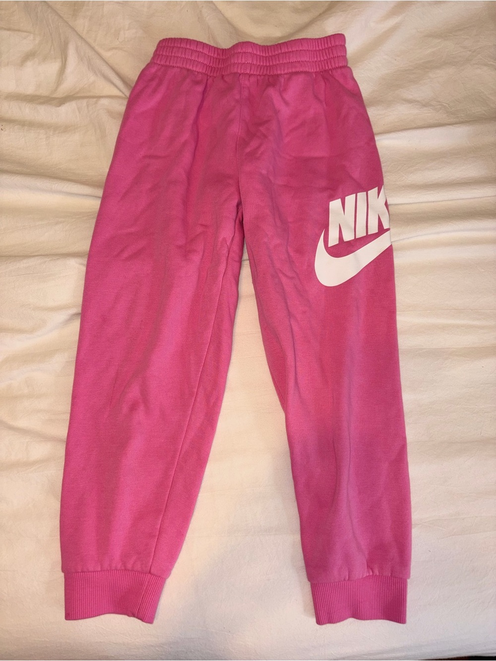 Nike Pink Girls' Fleece Jogger Pants with White Logo